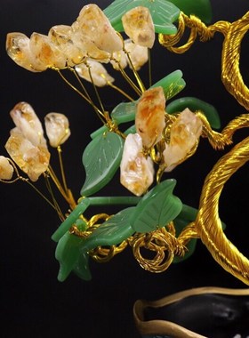 天然黄水晶发h财树店铺客厅招财装饰礼品开业乔迁结婚家居摆件