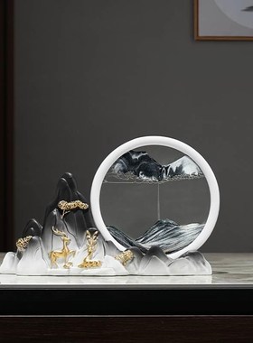 流沙画创意沙漏轻奢高档新中式摆件酒柜电视柜客厅办公桌装饰摆件