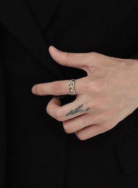 男士纯银貔貅戒指可调节高级感个性时尚食指指环情人节送男友礼物