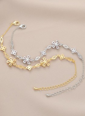 2024春夏新款气质花朵手链女小众设计感锆石花瓣手饰清新百搭手镯