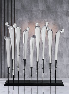 鞠躬迎宾b人物摆件透明树脂抽象雕塑售楼处别墅会所酒店大堂装饰