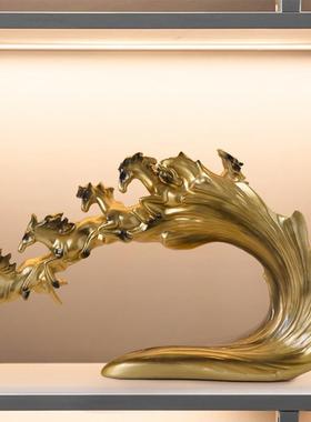 刺身摆盘装饰酒店马到成功招财马摆件新中式海鲜姿造创意盘饰