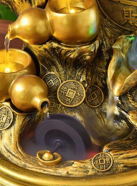 招财中式流水摆件循环水风水轮客厅办公室桌面景观乔迁开业礼品