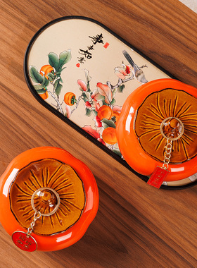 柿柿如意大号陶瓷收纳罐乔迁之喜摆件伴手礼喜罐密封茶叶罐糖果罐