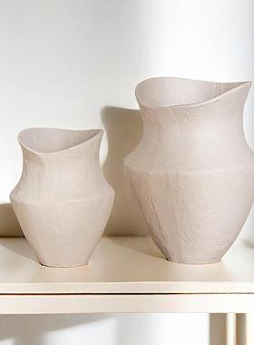 白色敞口树脂花瓶北欧家居客厅餐桌样板间酒店民宿装饰插花器摆件