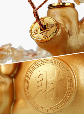 黄水晶摇钱树家居客厅隔断柜酒柜装饰小摆件店铺开业礼品招财金猪