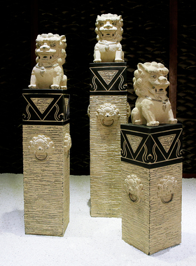 中式仿古祥云展示柱落地摆件过道玄关装饰盆景摆设底座仿石拴马桩