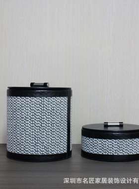 现代轻奢风高端皮革首饰盒带盖收纳盒家用客厅卧室梳妆台创意摆件