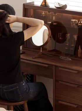 北美黑胡桃木梳妆台简约现代小户型卧室全实木樱桃木化妆桌主卧柜