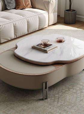 茶几客厅2025新款微晶石升降茶几小户型家用创意感设计师两用