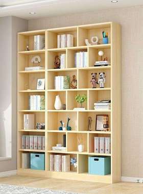 实木书柜架落地儿童置物架收纳架带门家用多层组合定制格子储物