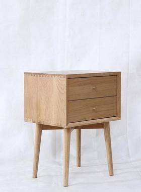 北欧橡木云端全实木床头柜简约现代卧室床边收纳柜储物柜二斗柜