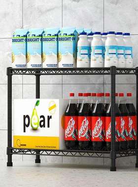 新品厨房置物架落地双层饮料水果微波炉杂物货架蔬菜层架储物架子