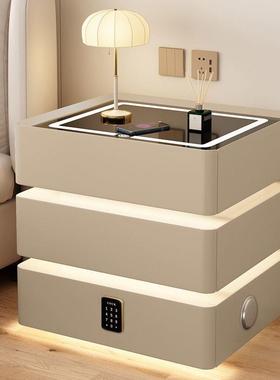 悬浮床头柜三抽简约实木现代无线充一体多功能轻奢家用卧室床边柜