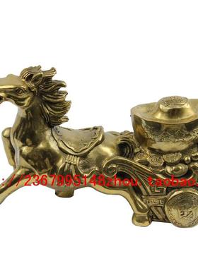 宇卓铜器 纯铜马拉车 黄铜马拉元宝 马拉铜钱 家居工艺品桌面摆件