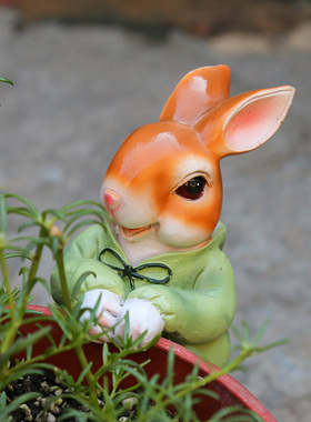 花园装饰 庭院花架装饰小摆件 园艺装饰卡通小动物兔子装饰品挂件
