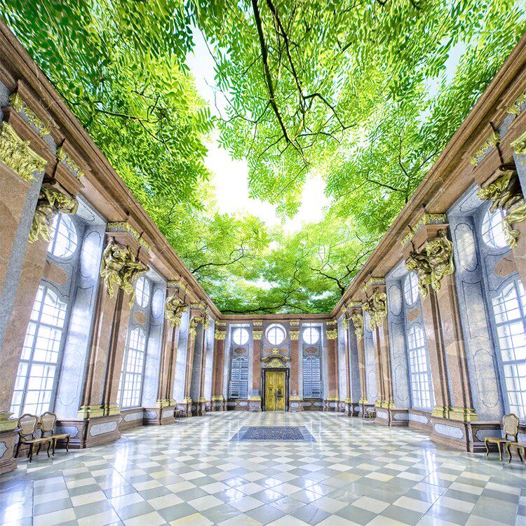 天花板吊顶壁布蓝天白云大树棚顶壁画绿色风景3d空间延伸屋顶墙纸,淘宝优惠券,粉丝福利购,淘宝优惠卷