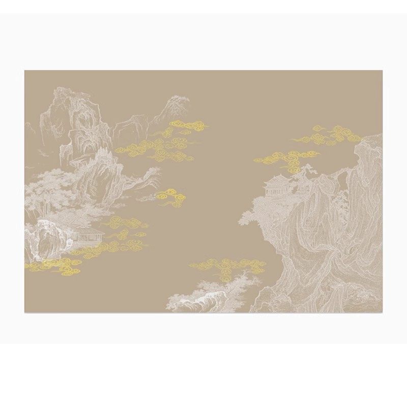 轻奢新中式线条山水楼阁建筑背景墙壁纸客厅沙发卧室墙布别墅壁画,淘宝优惠券,粉丝福利购,淘宝优惠卷