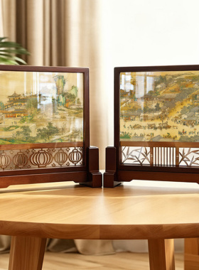 清明上河图实木装饰画客厅折叠屏风装饰摆件桌面工艺品相框摆台画