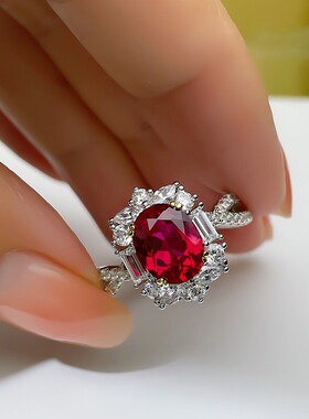 天然红宝石戒指镶嵌精工