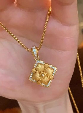 中古拉丝工艺布家四叶草双面戴