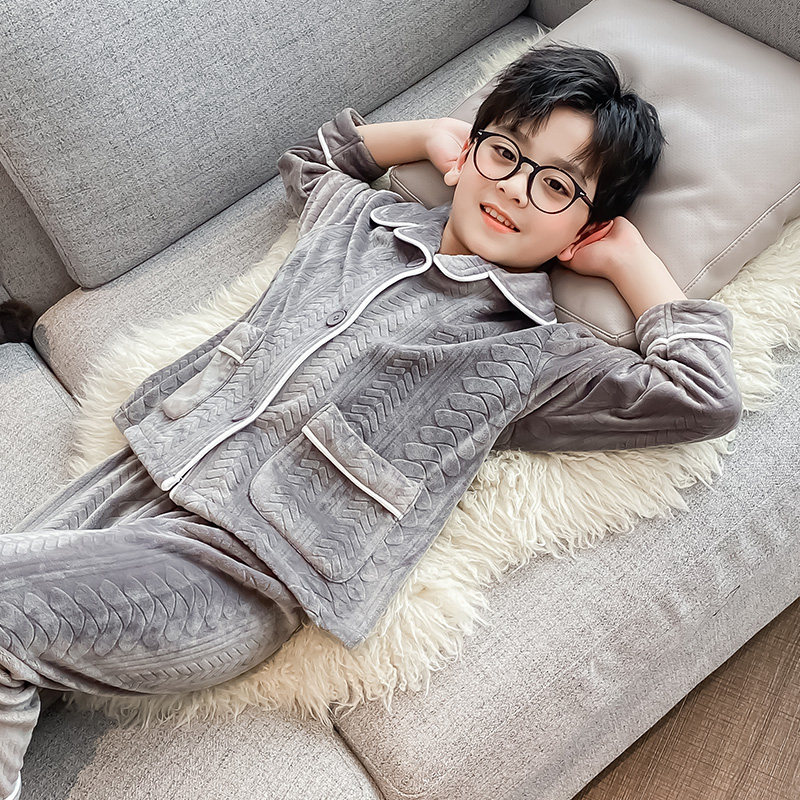 男童睡衣秋冬款珊瑚绒中大儿童保暖洋气薄绒套装春秋季男孩家居服,淘宝优惠券,粉丝福利购,淘宝优惠卷