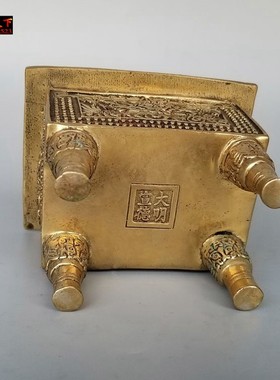 纯铜鼎四方鼎兽鼎龙鼎开天库四方财源铜鼎供奉香工艺装饰品炉摆件