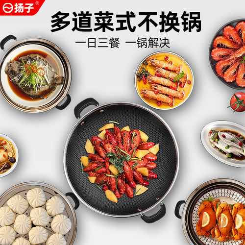 2026新款扬子蜂窝不粘锅电炒锅一体式家用炒菜火锅多功能电热锅 - 图2