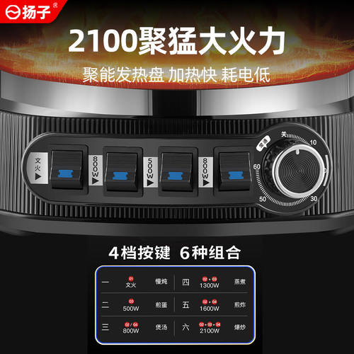 扬子电炒锅铸铁无涂层不粘锅多功能家用炒菜蒸煮一体式电热锅火锅 - 图2