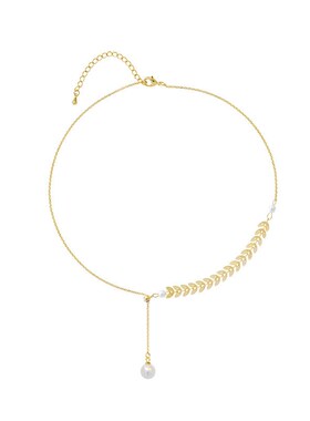 珍珠麦穗叶子项链气质小众设计闺蜜学生姐妹锁骨链女项链饰品批发