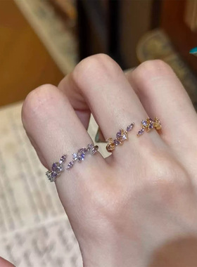 中古爆闪紫色枝叶锆石戒指