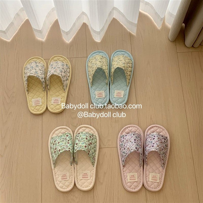 静音超软室内拖鞋~ p布艺拖鞋三层加厚底韩版家居透气可机洗拖鞋 - 图3