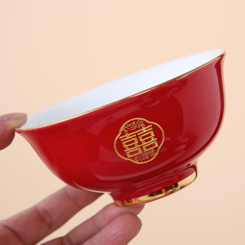 结婚喜碗套装红色一对甜汤碗筷勺礼盒套装新人送闺蜜喜庆结婚用品,淘宝优惠券,粉丝福利购,淘宝优惠卷