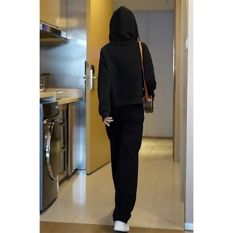 欧货漂亮蓝色卫衣套装裤子女休闲时尚减龄洋气春季高Y级感职业套 - 图2