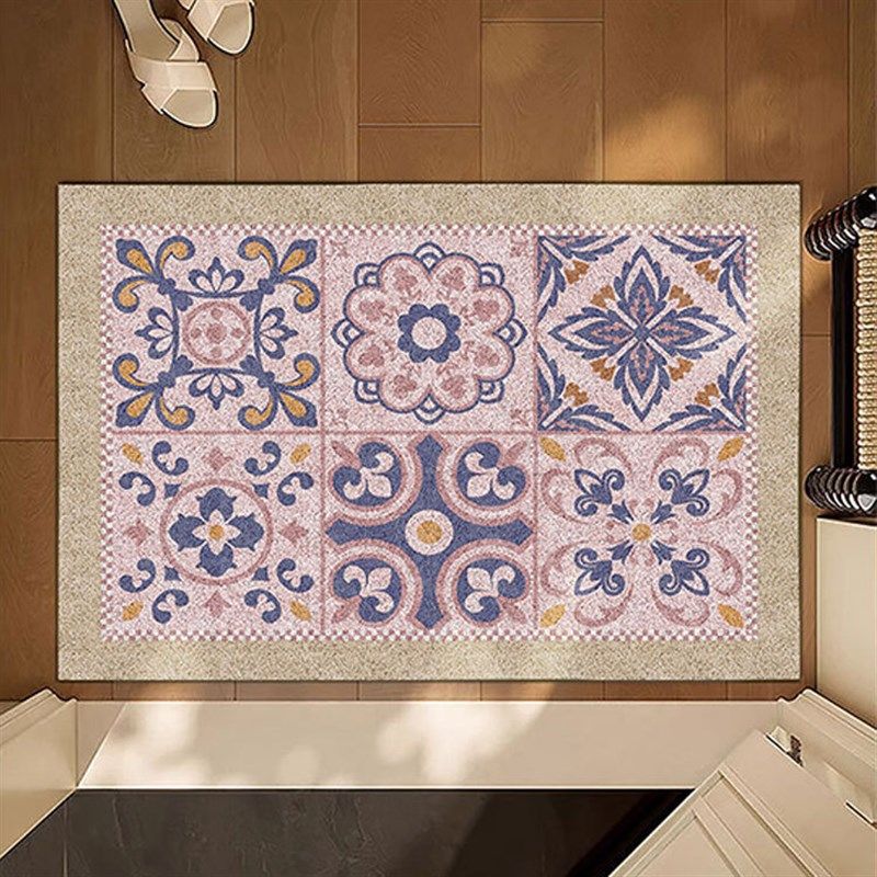 巴洛克花砖进门垫入户门垫玄关地毯丝圈PVC门口脚垫耐脏可裁蹭灰,淘宝优惠券,粉丝福利购,淘宝优惠卷