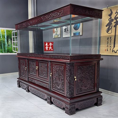 实木鱼缸柜定制中式红木鱼缸底柜水族箱客厅办公室别墅大型龙鱼缸 - 图1