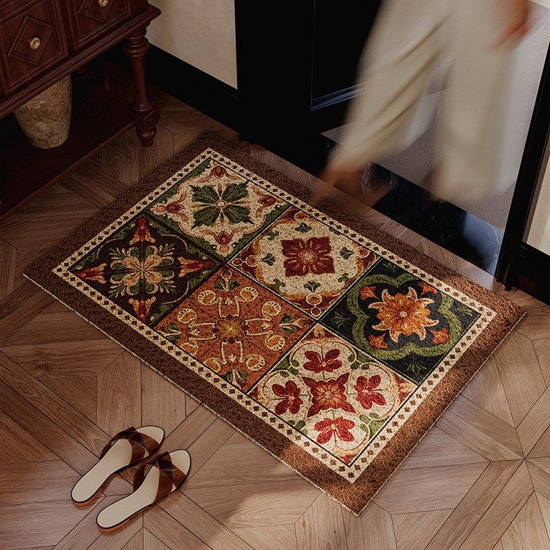 巴洛克花砖进门垫入户门垫玄关地毯丝圈PVC门口脚垫耐脏可裁蹭灰,淘宝优惠券,粉丝福利购,淘宝优惠卷