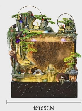 大型水幕墙假山流水摆件落地客厅鱼缸庭院水景店铺酒吧流水墙装饰