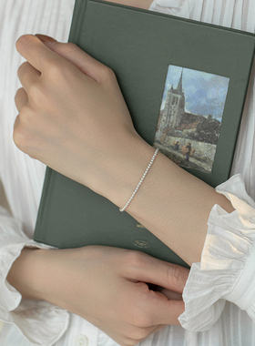 洗澡不用摘 稀有mini珍珠手錬14K包金不掉色叠戴ins小众闺蜜手饰