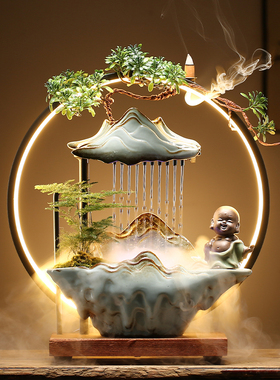 流水器生财摆件客厅循环办公室桌面鱼缸水景家P居饰品招财开业礼