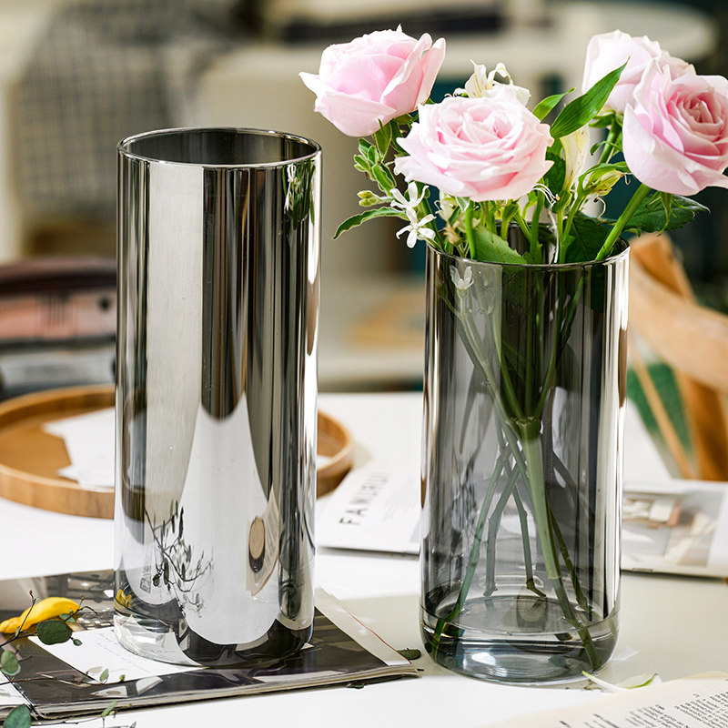 轻奢花瓶摆件玻璃透明水养富贵竹玫瑰百合插花客厅桌面落地装饰品,淘宝优惠券,粉丝福利购,淘宝优惠卷