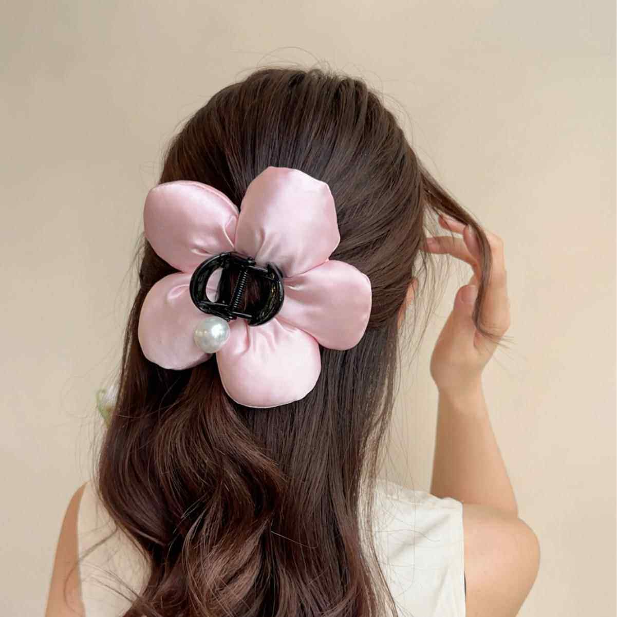 半扎发夹!黑色花朵布艺抓夹!泡芙小号刘海夹头饰新款发饰盘发器,淘宝优惠券,粉丝福利购,淘宝优惠卷