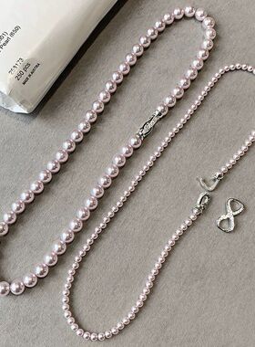 新款女双层叠锁骨紫色秋冬奢小