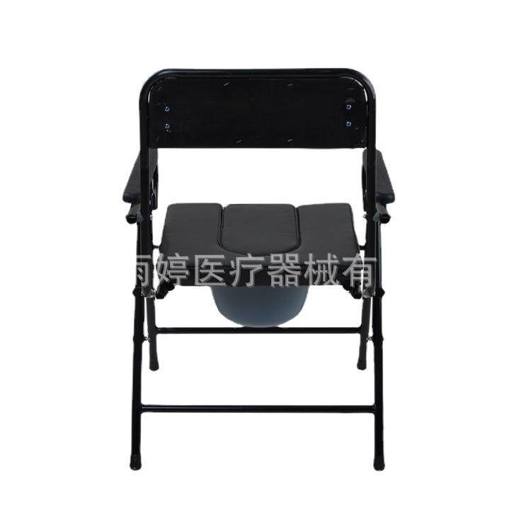 折叠坐便椅老人坐厕椅加厚管黑皮革靠背黑色折叠坐便椅无障碍,淘宝优惠券,粉丝福利购,淘宝优惠卷