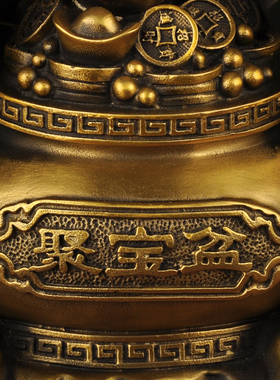 黄铜龙凤呈祥摆件铜龙凤凰聚宝盆招财摆设家居客厅玄关装饰品