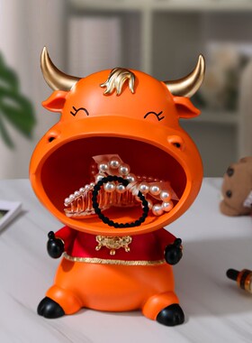 百福牛收纳摆件可爱牛宝动物摆设牛气冲天玄关茶几餐桌杂物收纳盒