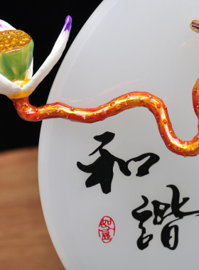 玉石平安扣和谐平安摆件家居客厅玄关电视柜装饰品乔迁新居礼品