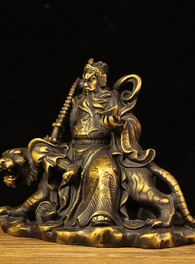 纯铜武财神赵公明神像摆件骑虎赵公明财神爷家居店铺装饰礼品摆设