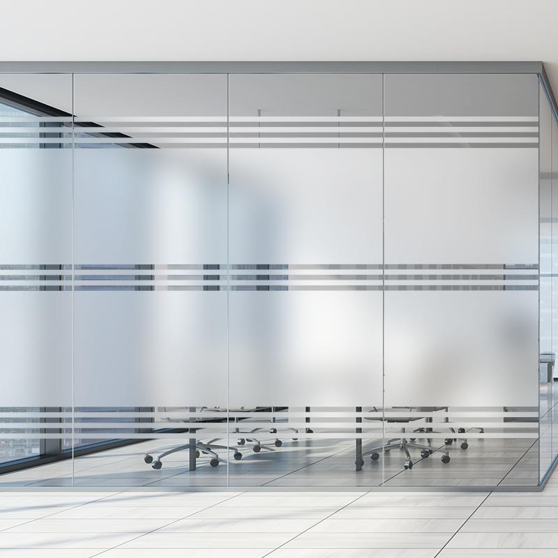 静电免胶磨砂办公室玻璃贴膜半透明条纹移门隔断防撞腰线窗户贴纸 - 图0