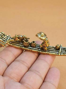 黄铜寒江独钓香插摆件复古渔翁独钓熏香香托工艺礼品办公桌面饰品